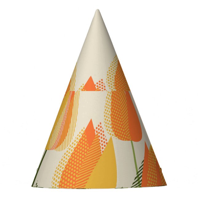 Yellow tulip: bright spring vintage element. party hat (Front)