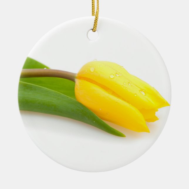 Yellow tulip ceramic ornament (Front)