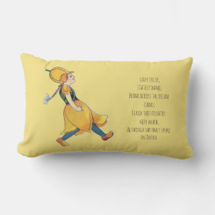 Yellow Tulip Cute Flower Child Floral Funny Girl Lumbar Pillow