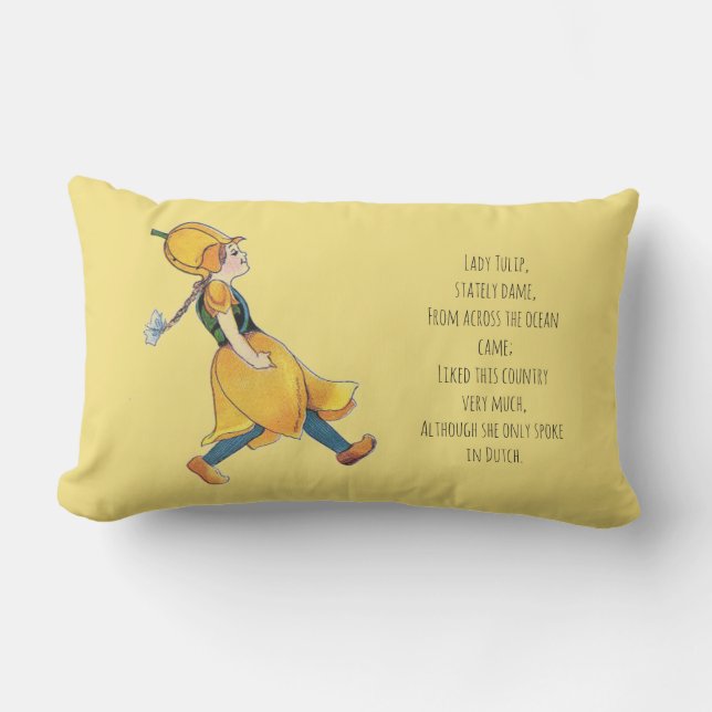 Yellow Tulip Cute Flower Child Floral Funny Girl Lumbar Pillow (Front)