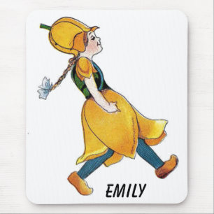 Yellow Tulip Cute Flower Child Floral Funny Girl Mouse Pad