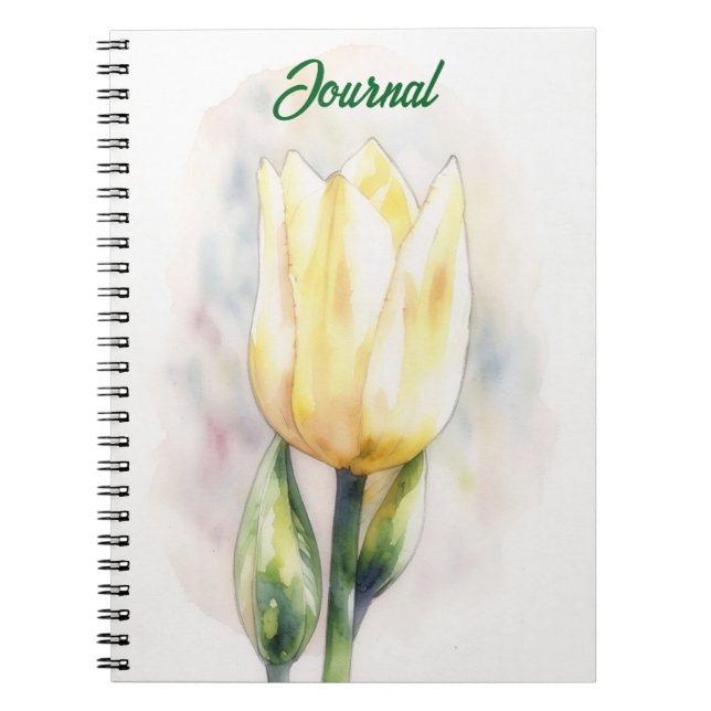 Yellow Tulip Flower Art Personalize Journal (Front)