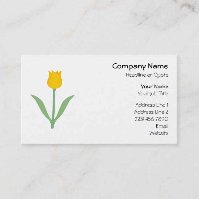 Yellow Tulip Flower. Business Card (Front)