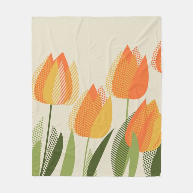 Yellow tulip flower fleece blanket (Front)