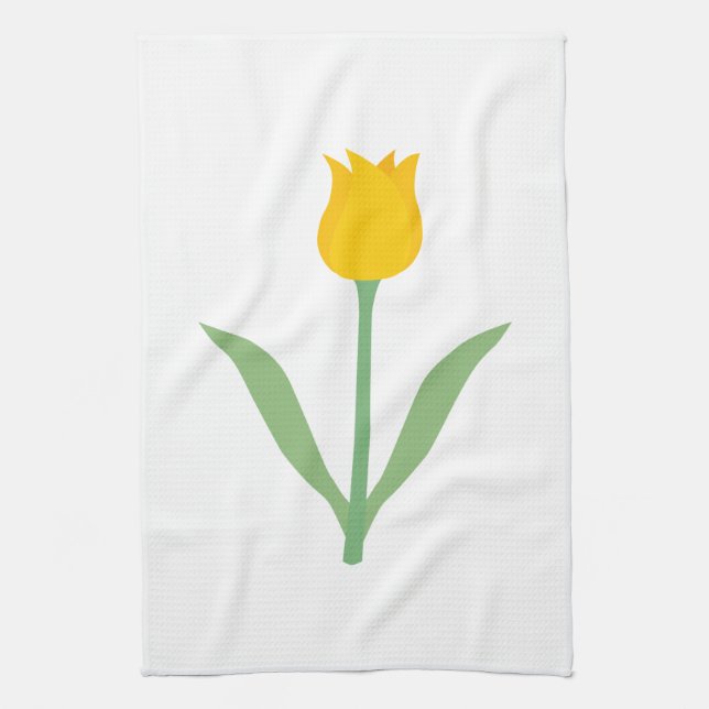 Yellow Tulip Flower. Kitchen Towel (Vertical)