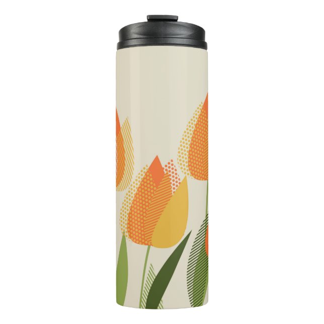 Yellow tulip flower thermal tumbler (Front)