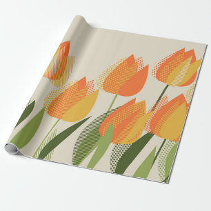 Yellow tulip flower wrapping paper