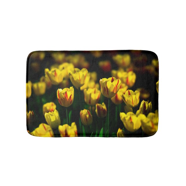 Yellow tulip flowers bathroom mat (Front)