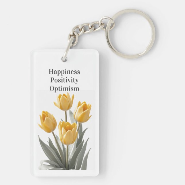 Yellow Tulip Flowers Keychain (Back)