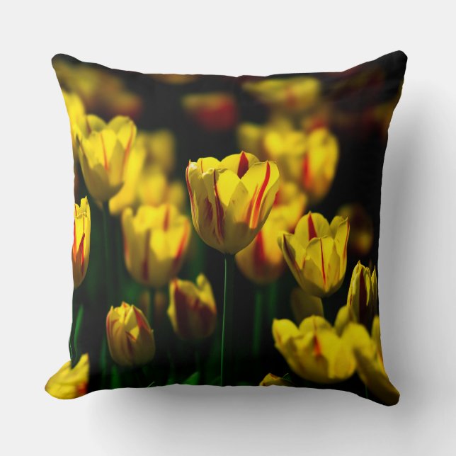 Yellow tulip flowers throw pillow (Front)