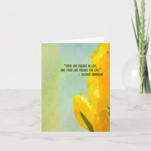Yellow Tulip Friends for Life Blank Greeting Card