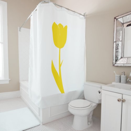 Yellow Tulip Gold Floral Flower Abstract Art White Shower Curtain