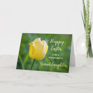 Yellow Tulip Granddaughter Happy Easter Holiday Card