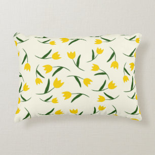 Yellow Tulip Pattern  Accent Pillow