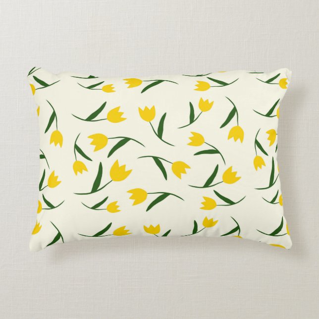Yellow Tulip Pattern  Accent Pillow (Front)