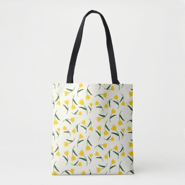 Yellow Tulip Pattern  Tote Bag (Front)