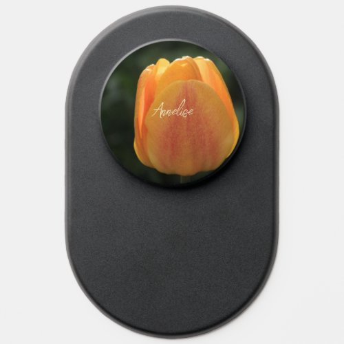 Yellow Tulip Personalized Floral Photo PopSocket