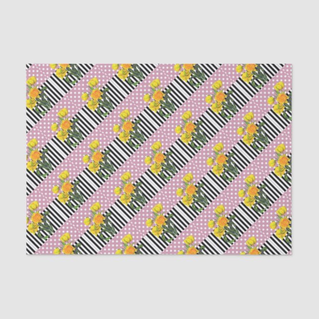 yellow tulip polka dot pattern tissue paper (Front)