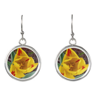 Yellow Tulip Silver Earrings