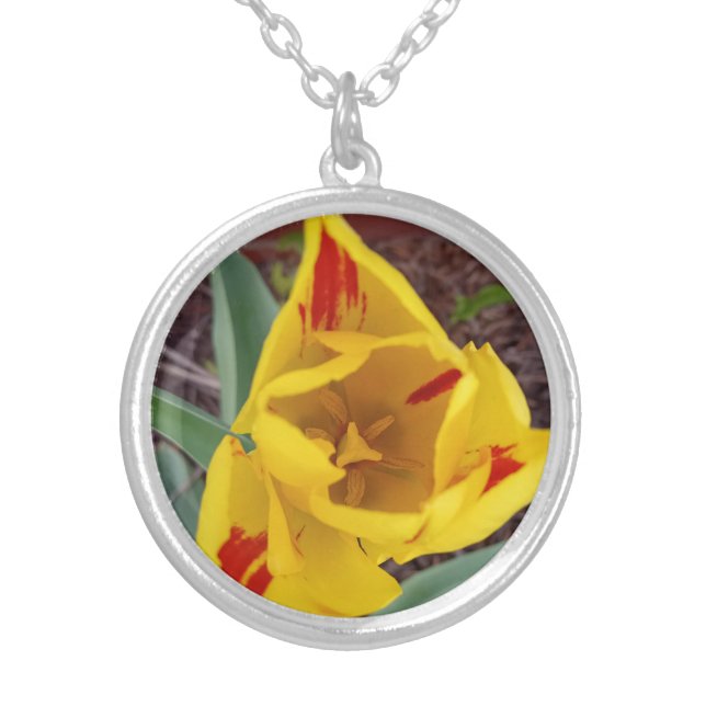 Yellow Tulip Silver Necklace (Front)
