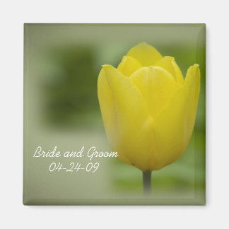 Yellow Tulip Spring Wedding Magnet