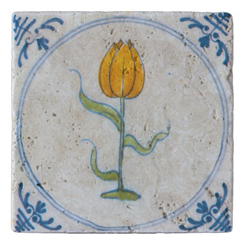 Yellow Tulip Vintage Delft Art Trivet