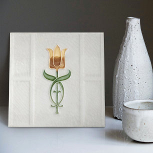 Yellow Tulip Wall Decor Nouveau Art Deco Gibbons Ceramic Tile