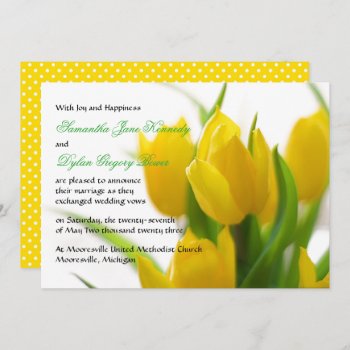 Yellow Tulip - Wedding Announcement by Midesigns55555 at Zazzle