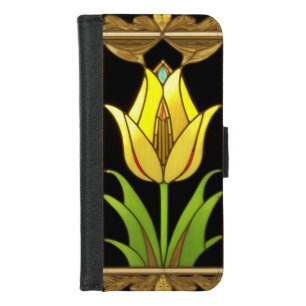Yellow Tulip with Decorative Frame iPhone 8/7 Wallet Case
