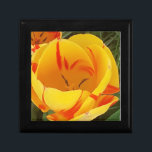 Yellow Tulip Wooden Jewelry Box<br><div class="desc">What can be more beautiful than a stand of bright yellow tulips in a cottage garden?  A breath of fresh spring sunshine,  the scarlet streaked petals of this yellow tulip make a brilliant contrast to the green foliage.  An eye-catching stylish yellow floral photo design evocative of the changing season.</div>