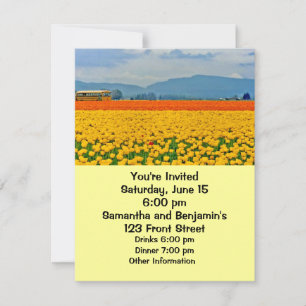 Yellow Tulips and School Bus Invitation