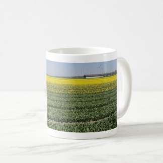 Yellow Tulips Field Panoramic Coffee Mug