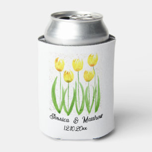Yellow Tulips floral Spring Rustic Weddings Can Cooler