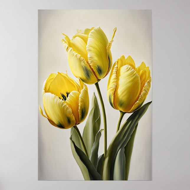 Yellow Tulips Flower Art Print Poster (Front)