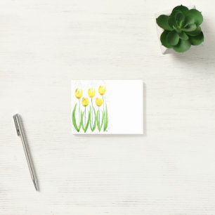 Yellow tulips flowers watercolor nature Spring Post-it Notes