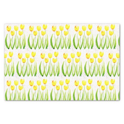 Yellow tulips flowers watercolor Vintage Tissue Paper