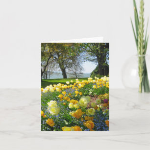 Yellow Tulips & Forget me-nots Note Card