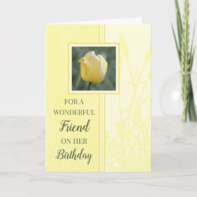 Yellow Tulips Friend Birthday Card (Front)