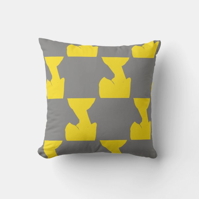 Yellow Tulips Gold Floral Flowers Patterns Gray Outdoor Pillow (Front)