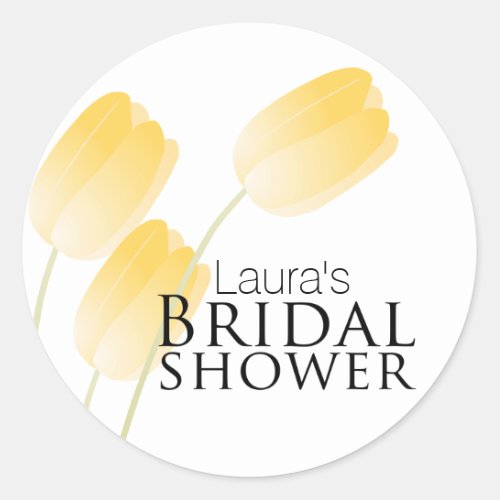 Yellow Tulips Spring Floral Bridal Shower Classic Round Sticker