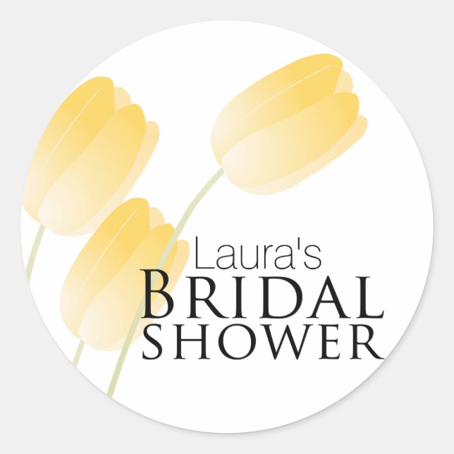 Yellow Tulips Spring Floral Bridal Shower Classic Round Sticker (Front)