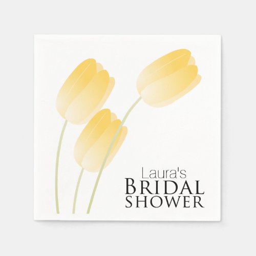 Yellow Tulips Spring Floral Bridal Shower Paper Napkins