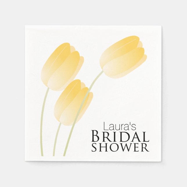 Yellow Tulips Spring Floral Bridal Shower Paper Napkins (Front)