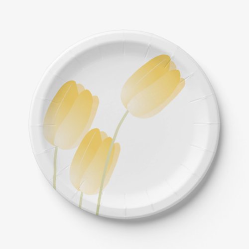 Yellow Tulips Spring Floral Paper Plates