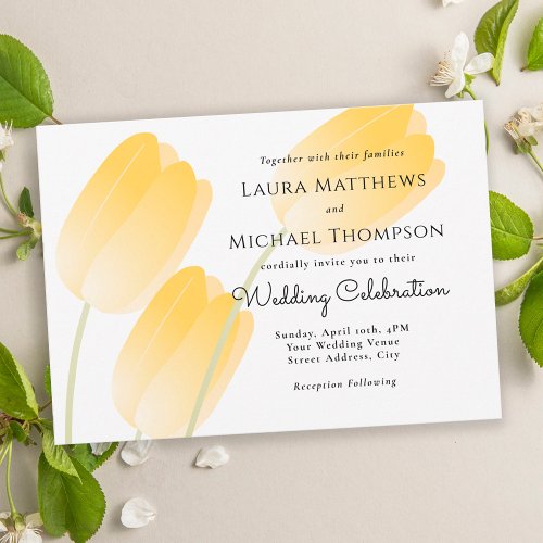 Yellow Tulips Spring Floral Wedding Invitation