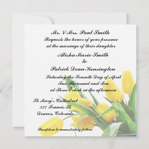 Yellow Tulips Wedding Invitation Announcement