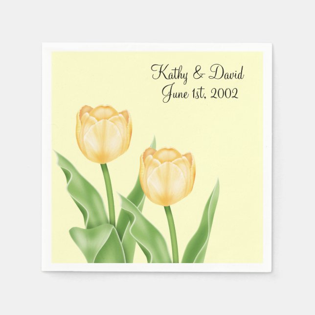 Yellow Tulips (Wedding) Paper Napkins (Front)