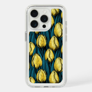 Yellow tulips with blue leaves iPhone 15 pro case
