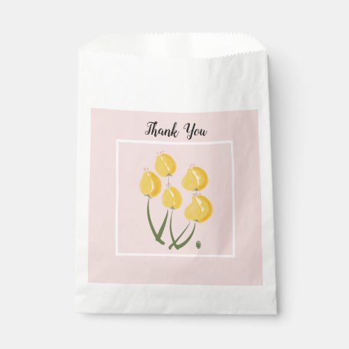 Yellow Tulips with Pink Favor Bags