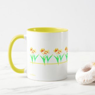 Yellow Tulips With Text Mug